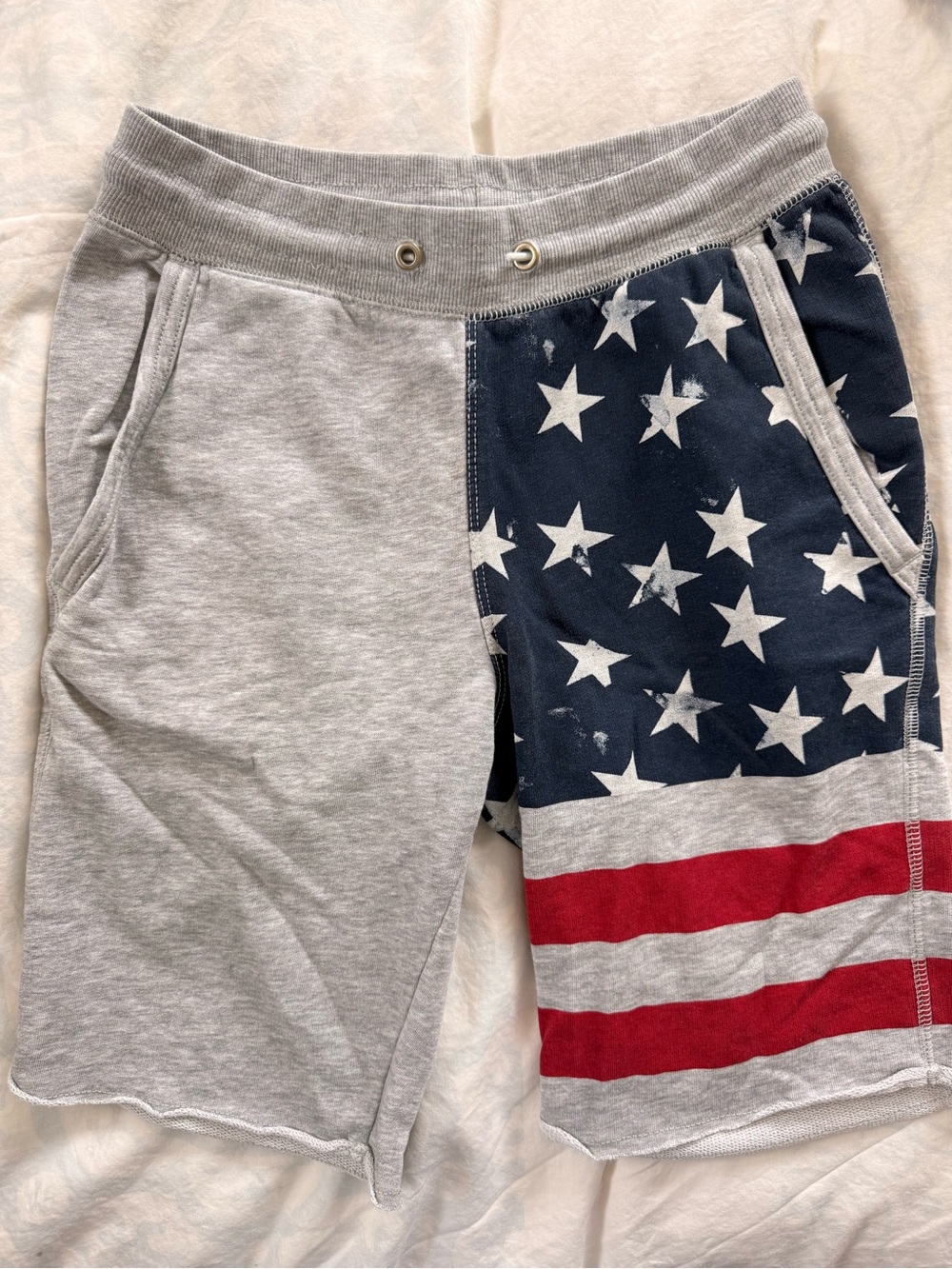 H&M American Flag  Shorts- Gray, Navy & Red